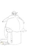  &lt;3 2020 alternate_species animate_inanimate anthro belly big_belly black_and_white crossed_legs eye_through_hair hair hi_res hyper hyper_belly immobile inflatable inflation kinktober living_inflatable lutrine male mammal moblie moblie_(character) monochrome mustelid overweight overweight_anthro overweight_male pump sitting sketch solo translucent translucent_hair 
