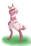 2:3 absurd_res anthro fluffy fluffy_tail fur furret hi_res hybrid looking_at_viewer lucario male mammal nintendo pink_body pink_fur pok&eacute;mon pok&eacute;mon_(species) shiny_pok&eacute;mon simple_background solo the_frosty_chemist thick_thighs video_games 