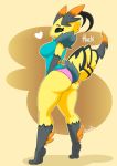  &lt;3 arthropod bee big_breasts big_butt breasts butt clothing female hachi_(jhenightfox) hi_res hymenopteran insect jhenightfox non-mammal_breasts ound panties pattern_background simple_background smile solo thick_thighs underwear 