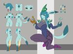  anthro blue_body blue_eyes blue_hair breasts brown_body eeveelution female genitals glaceon hair heterochromia hi_res hybrid leafeon link2004 multicolored_body nintendo nipples open_mouth open_smile orange_eyes pok&eacute;mon pok&eacute;mon_(species) pussy smile solo tongue tongue_out two_tone_body video_games 