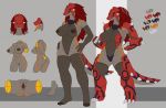  anthro armor breasts claws female genitals grey_body groudon hair legendary_pok&eacute;mon link2004 model_sheet muscular muscular_anthro muscular_female nintendo nipples open_mouth open_smile pok&eacute;mon pok&eacute;mon_(species) pussy red_hair simple_background smile solo tongue tongue_out video_games yellow_eyes 