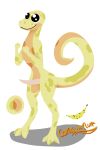  absurd_res anthro banana big_eyes coralliafluff_(artist) curled_tail excited food fruit gidi happy hi_res male oblivious plant reptile scalie slim small_hands smile snake solo 