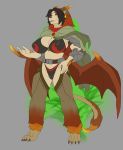  anthro armor black_hair breasts cape claws clothed clothing fangs felid female genitals hair horn iranian_mythology link2004 mammal manticore middle_eastern_mythology model_sheet multicolored_hair mythology nipple_outline open_mouth open_smile panties partially_clothed pussy red_eyes red_hair simple_background smile solo two_tone_hair underwear wings 