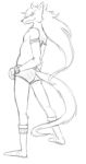  anthro black_and_white boots briefs butt canid canine canis clothing colored_underwear cuffs_(disambiguation) footwear hair long_hair male mammal monochrome pretty_cure simple_background sketch smile solo thegreatmatsutzu underwear white_background wolf wolfrun 