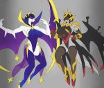  anthro black_body black_hair blue_hair breasts claws duo female giratina grey_body hair hi_res legendary_pok&eacute;mon link2004 lunala model_sheet multicolored_body multicolored_hair nintendo pok&eacute;mon pok&eacute;mon_(species) purple_body red_body red_eyes simple_background smile two_tone_hair video_games white_body white_eyes wings 