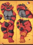  2018 3_toes 5_fingers abs anthro big_bulge bulge butt claws clothing dakimakura_design digital_media_(artwork) feet felid fingers genital_outline green_eyes hand_on_bulge hi_res incineroar lying male mammal muscular muscular_anthro muscular_male myiko nintendo nipples pantherine pawpads pecs pok&eacute;ball pok&eacute;mon pok&eacute;mon_(species) seductive soles solo standard_pok&eacute;ball toes underwear video_games yellow_sclera z-crystal 