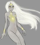  air_creature air_humanoid breasts collarbone elemental_creature elemental_humanoid female genitals glowing grey_body hair hi_res humanoid long_hair looking_at_viewer navel nipples nude pussy simple_background small_breasts solo syvaron translucent white_hair yellow_eyes 
