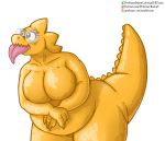  alphys anthro back_spines belly big_breasts big_tongue blush breasts claws english_text eyewear featureless_breasts female front_view glasses hi_res lizard makeup mascara non-mammal_breasts nude obese obese_anthro obese_female overweight overweight_anthro overweight_female professordoctorc reptile scales scalie sharp_teeth simple_background smile solo tail_spines teeth text thick_tail thick_thighs three-quarter_view tongue tongue_out undertale url video_games wide_hips yellow_body yellow_scales yellow_spines 