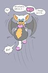  2005 2:3 after_vore anthro belly big_belly boots breasts chiropteran clothing duo english_text female female_pred footwear green_eyes grey_background male mammal overweight rouge_the_bat simple_background sonic_the_hedgehog sonic_the_hedgehog_(series) speech_bubble text unknown_artist vore 