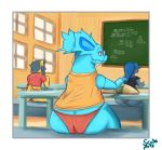  anthro baby_pok&eacute;mon big_butt biped bottomwear butt canid canine classroom clothed clothing cranidos digital_media_(artwork) dinosaur eyewear female feral fossil_pok&eacute;mon fur glasses goopyarts group hair hi_res huge_butt mammal nidorina nintendo panties pok&eacute;mon pok&eacute;mon_(species) reptile riolu scalie school shirt skirt slightly_chubby thick_thighs topwear underwear upskirt video_games wide_hips 