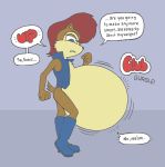  2005 after_vore anthro archie_comics belly big_belly blue_clothing clothing duo english_text female female_pred footwear hair male mammal overweight red_hair rodent sally_acorn same_size_vore sciurid shoes sonic_the_hedgehog sonic_the_hedgehog_(archie) sonic_the_hedgehog_(comics) sonic_the_hedgehog_(series) speech_bubble text unknown_artist vore 