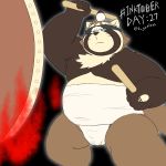  1:1 2020 anthro asian_clothing belly brown_body brown_fur canid canine clothing drum east_asian_clothing fundoshi fur hi_res humanoid_hands inktober inktober_2020 japanese_clothing k_gutless kemono live-a-hero male mammal musical_instrument overweight overweight_anthro overweight_male percussion_instrument raccoon_dog shoen solo taiko_drum tanuki underwear video_games 