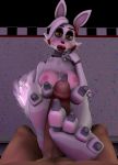  3d_(artwork) 4_toes 5_fingers animatronic anthro barefoot bow_tie breasts canid canine claws dannydemon digital_media_(artwork) duo feet female fingers five_nights_at_freddy&#039;s five_nights_at_freddy&#039;s_2 foot_fetish foot_play footjob fox genitals hair human humanoid_feet interspecies lipstick looking_at_viewer machine makeup male male/female mammal mangle_(fnaf) nipples pawpads penis pink_body pink_pawpads robot sex soles source_filmmaker toe_claws toes video_games white_body 