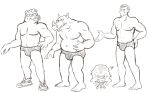  annoyed anthro barefoot bebop black_and_white bulge clothed clothing colored_bottomwear colored_swimwear ear_piercing ear_ring facial_piercing footwear group hand_on_leg hand_on_thigh hi_res human krang male mammal monochrome nipples nose_piercing nose_ring open_mouth piercing rocksteady shoes shredder simple_background sketch sneakers speedo swimwear teenage_mutant_ninja_turtles teeth_showing thegreatmatsutzu topless white_background 
