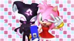  &lt;3 2020 3d_(artwork) amy_rose anthro armor biped blush bracelet clothing digital_media_(artwork) dress duo echidna eulipotyphlan female flip_phone fur gesture gloves green_eyes hand_heart handwear hedgehog hi_res holding_object holding_phone jewelry mammal monotreme nibroc-rock one_eye_closed open_mouth open_smile pattern_background phone pink_body pink_fur red_clothing red_dress selfie shade_the_echidna simple_background smile sonic_chronicles:_the_dark_brotherhood sonic_the_hedgehog_(series) standing taking_picture v_sign white_clothing white_gloves wink 