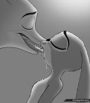  anthro bodily_fluids canid canine disney duo female fox french_kissing fur grey_body hi_res judy_hopps kissing lagomorph leporid male male/female mammal nick_wilde nude rabbit saliva simple_background twilightchroma zootopia 