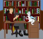  2020 book clothed clothing desk digital_media_(artwork) dragon duo feral furniture grumpy_griffin_creations hair human male mammal open_mouth reading smile wings 