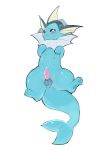  anonymous_artist anus balls blue_body blush bodily_fluids eeveelution erection feral fin genital_fluids genitals hi_res knot lying male multi_nipple nintendo nipples on_back penis pok&eacute;mon pok&eacute;mon_(species) precum presenting simple_background solo tail_fin vaporeon video_games white_background 