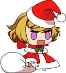  bianca_winterborn blonde_hair chibi christmas happy hat meme padoru purple_eyes santa_costume santa_hat smile the_black_dragon vampire ying_li 