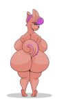  anthro back_boob big_breasts big_butt breasts brown_tail bubble_butt butt butt_focus chinchilla chinchillid female fur green_eyes hair hi_res huge_breasts huge_butt hyper hyper_butt looking_at_viewer looking_back mammal purple_hair purple_tail rear_view rodent solo tan_body tan_fur thehoneybutter thick_thighs two_tone_tail unamused 