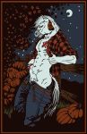  abs absurd_res anthro autumn blue_eyes border bottomwear clothed clothing digital_media_(artwork) equid equine farm fence field food fruit hair hi_res horse leaf male mammal momamo muscular muscular_anthro muscular_male night nipples noct_(noctilus) open_mouth outside partially_clothed pecs plaid plant pumpkin red_border shirt solo topwear undressing white_body 