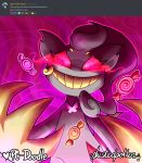  abstract_background banette candy claws dustedpollen food ghost halloween hi_res holidays hypnotic_eyes jewelry mia_perella necklace nintendo pc-doodle pok&eacute;mon pok&eacute;mon_(species) pok&eacute;mon_mystery_dungeon smile spirit video_games wanderlust 