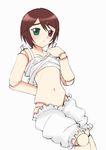  arm_behind_back artist_request bloomers brown_hair doll_joints heterochromia navel rozen_maiden solo source_request souseiseki underwear 