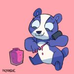  1:1 2016 blue_sclera colored_nails female fur giant_panda hasbro holding_object inzergue littlest_pet_shop looking_down makeup mammal nails penny_ling pink_background purple_body purple_fur semi-anthro simple_background sitting smile ursid white_body white_fur 