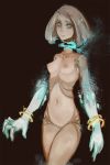  blonde_hair blue_eyes breasts detachable detachable_head detachable_limbs elemental_creature elemental_humanoid female genitals hair hi_res humanoid ice ice_creature ice_humanoid looking_at_viewer mineral_fauna mineral_humanoid navel nipples not_furry nude portals_of_phereon pussy simple_background small_breasts solo syvaron 