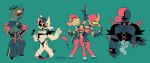  1_eye armor clothing conjoined_twins demon female ghost group halo hi_res hooves humanoid male sharp_teeth spirit teeth tinybeasts toony 