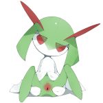  1:1 female genitals hi_res humanoid kirlia nintendo not_furry pok&eacute;mon pok&eacute;mon_(species) presenting presenting_pussy pussy simple_background solo spreading video_games white_background youjomodoki 