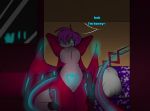  &lt;3 anthro bed big_butt blue_eyes butt dialogue dragon furniture glass hair inside kaji_(fursona) kajizy long_tail looking_at_viewer male neon pillow pink_hair red_body reptile scalie slightly_chubby smile solo tattoo wide_hips window wings 
