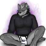  1:1 absurd_res anthro black_clothing black_hoodie black_topwear briefs bulge canid canine canis clothing drawyourfursona hi_res hoodie hoodie/briefs_meme male mammal meme meme_clothing simple_background sitting solo topwear underwear viktor0r white_clothing white_underwear wolf 