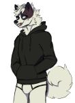  absurd_res anthro black_clothing black_hoodie black_topwear briefs bulge canid canine canis clothing domestic_dog drawyourfursona hi_res hoodie hoodie/briefs_meme male mammal meme meme_clothing simple_background solo standing sutida124 topwear underwear white_clothing white_underwear 
