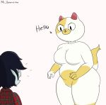  absurd_res adventure_time breasts cake_the_cat cartoon_network domestic_cat felid feline felis female fur hi_res looking_at_another mammal marshall_lee mr_valentine00 nipples simple_background solo thick_thighs vampire white_body white_fur wide_hips yellow_body yellow_fur 