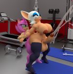  3d_(artwork) amy_rose big_breasts big_butt big_penis bodily_fluids breasts butt cum cum_while_penetrated digital_media_(artwork) duo ejaculation genital_fluids genitals gym herm hi_res humanoid intersex intersex/intersex penetration penis rouge_the_bat sonic_the_hedgehog_(series) thick_thighs tradelt 