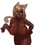  3:4 absurd_res animal_humanoid big_breasts breasts cat_humanoid cleavage clothed clothing dark_skin ear_piercing ear_ring felid felid_humanoid feline feline_humanoid female hi_res huge_breasts humanoid kevbot mammal mammal_humanoid piercing simple_background solo white_background 