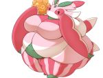  4:3 absurd_res anthro arthropod belly big_belly blush bodily_fluids breasts castform duo eyes_closed female hi_res insect looking_at_viewer lurantis morbidly_obese nintendo non-mammal_breasts obese obese_anthro obese_female overweight overweight_anthro overweight_female pok&eacute;mon pok&eacute;mon_(species) simple_background smile sunny_castform sweat sweatdrop video_games white_background yosioka_san 