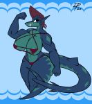  bikini breasts clothing dpronin female fish hi_res marine muscular shark solo swimwear thick_thighs 
