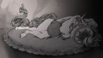  anthro anthrofied areola belly big_belly big_breasts bodily_fluids breasts equid eyes_closed female friendship_is_magic hair hasbro hi_res hooves horn long_hair mammal monochrome my_little_pony nightgown nipples open_mouth phathusa pregnant princess_celestia_(mlp) saliva sleeping solo winged_unicorn wings 