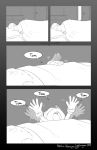  2020 anthro bed bedding bedroom blanket clothing comic dialogue digital_media_(artwork) duo english_text eulipotyphlan eyes_closed furniture gloves greyscale hair handwear hedgehog hi_res human inside lightningstar1389 male mammal monochrome motion_blur on_bed open_mouth signature sleeping sonic_the_hedgehog sonic_the_hedgehog_(film) sonic_the_hedgehog_(series) speech_bubble text tom_wachowski under_covers 