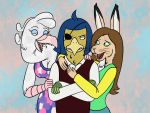  2020 4:3 albino anthro arm_grab arpeggio arpeggio_(sly_cooper) avian bassybefuddle beak big_breasts bird black-tailed_jackrabbit black_eyes blue_bottomwear blue_clothing blue_eyeshadow blue_hair blue_sclera bojack_horseman bottomwear breasts brown_hair buckteeth cleavage clenched_teeth clothed clothing crossed_arms dipstick_ears dress eye_contact eye_patch eyeshadow eyewear feathers female filly_(alfafilly) fur green_clothing green_topwear green_vest group hair half-closed_eyes hand_on_chest hand_on_shoulder hare hybrid lagomorph leporid long_hair looking_at_another makeup male mammal multicolored_ears narrowed_eyes netflix open_mouth parrot pink_beak pink_clothing pink_dress polo_shirt pseudo_hair purple_clothing purple_dress red_clothing red_eyes red_topwear red_vest reptile rozenich scalie sharp_teeth shirt show_accurate sly_cooper_(series) sony_corporation sony_interactive_entertainment sucker_punch_productions tan_body tan_fur teeth thelonecrow topwear video_games white_body white_clothing white_feathers white_hair white_inner_ear white_shirt white_topwear yellow_beak yellow_clothing yellow_eyeshadow yellow_shirt yellow_topwear 