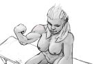  bench big_breasts blizzard_entertainment breasts ear_piercing facial_piercing female flexing flexing_bicep genitals granolapunch high-angle_view humanoid looking_at_viewer muscular muscular_female muscular_humanoid nose_piercing nose_ring nude orc piercing pussy selfie sitting smile solo video_games warcraft white_roses 