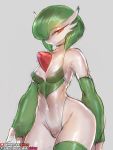  2020 3:4 breasts choker female gardevoir girlsay green_hair hair hi_res humanoid jewelry navel necklace nintendo not_furry pok&eacute;mon pok&eacute;mon_(species) red_eyes simple_background solo video_games white_body wide_hips 