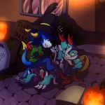  1:1 absurd_res anal anthro clothing costume digimon digimon_(species) dracomon dragon fanmon genitals halloween hi_res holidays male male/male penis reptile scalie sex trick_or_treat vitrex yami_the_veemon 