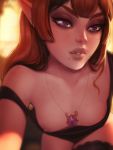  3:4 areola breasts clothing elf female humanoid humanoid_pointy_ears jewelry legwear necklace nipples not_furry personalami purple_eyes small_breasts solo thigh_highs 