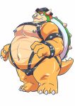  2020 anthro bowser bulge clothing hat headgear headwear hi_res kemono koopa leather_daddy male mario_bros nintendo overweight overweight_anthro overweight_male raozone scalie simple_background solo underwear video_games white_background 
