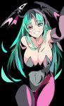  breasts cleavage covered_navel demon_girl enpe green_eyes green_hair head_wings highres large_breasts leotard long_hair looking_at_viewer morrigan_aensland smile succubus vampire_(game) 