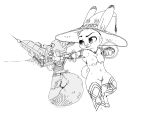  2020 4:3 anthro breasts canid canine clothed clothing disney duo female fox fully_clothed fur genitals gun halo_(series) hat headgear headwear hi_res holding_gun holding_object holding_weapon inktober inktober_2020 judy_hopps judyhopps44 lagomorph leporid magic magic_user male mammal microsoft monochrome nick_wilde nude pussy rabbit ranged_weapon red_fox simple_background video_games weapon white_background xbox_game_studios zootopia 