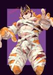  abs absurd_res anthro blush felid genitals halloween hi_res holidays live-a-hero male mammal mask mummy_dragon muscular muscular_anthro muscular_male pantherine pecs penis raiki solo superhero tiger tos_tos_f_ski 